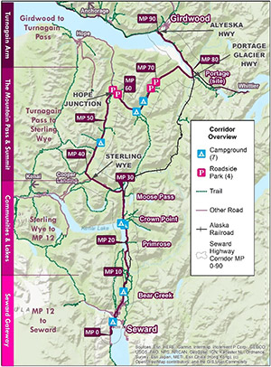 Project overview showing mile markers and study areas